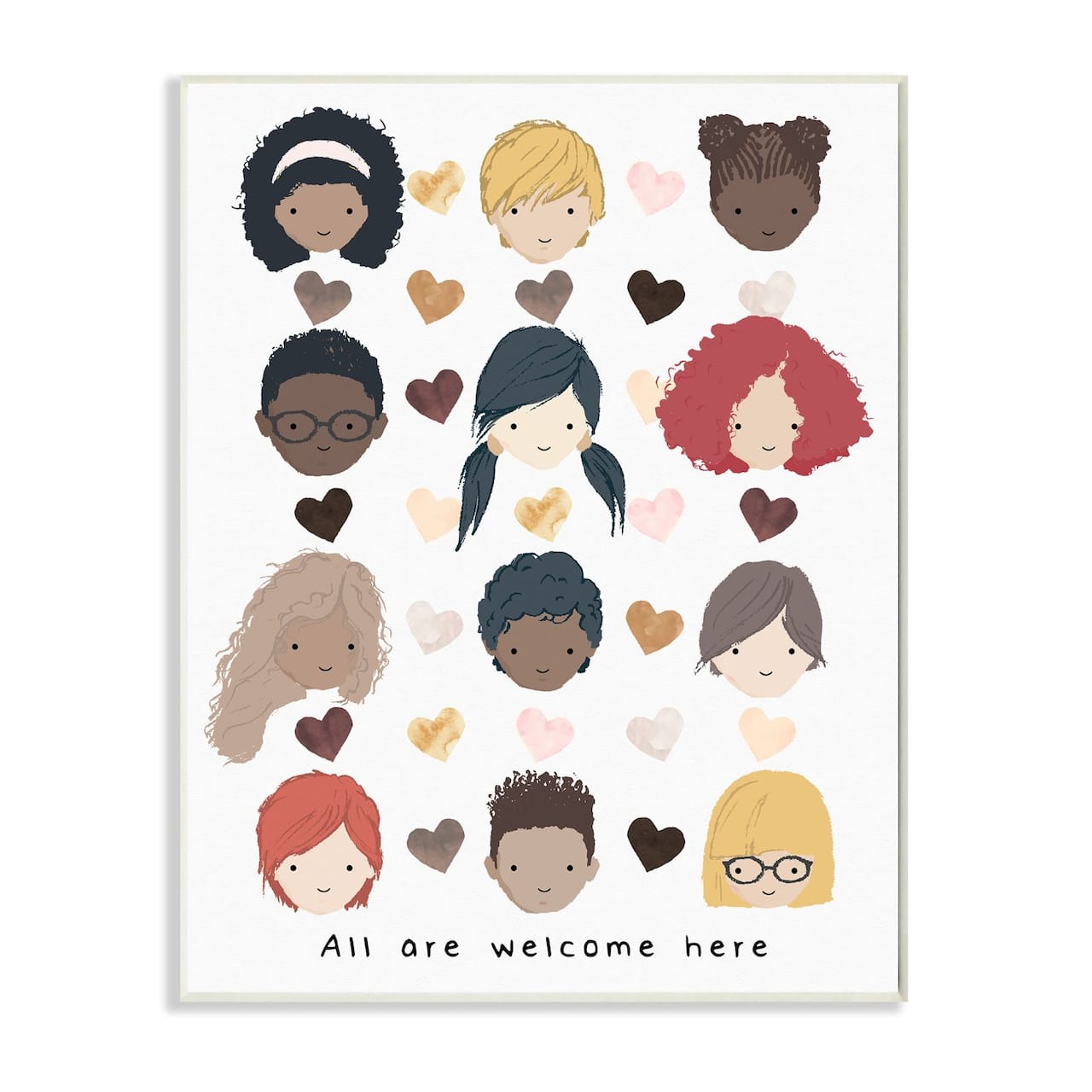 Stupell Industries All Welcome Here Child Portraits Wall Art